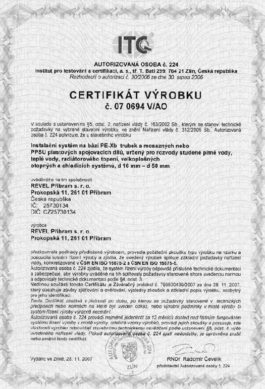 certifikát pex