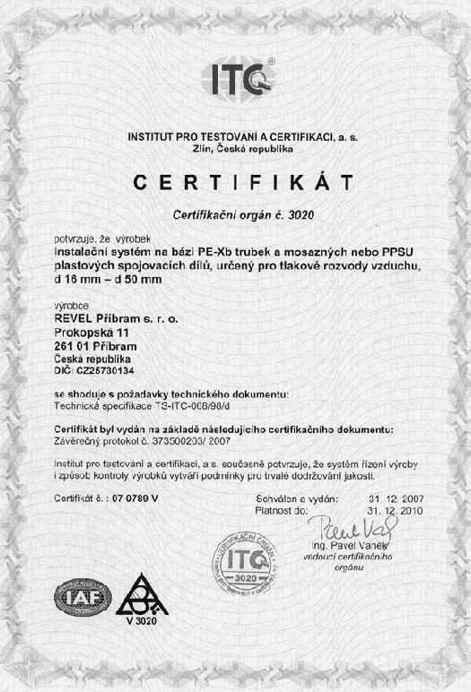 certifikát vzduch
